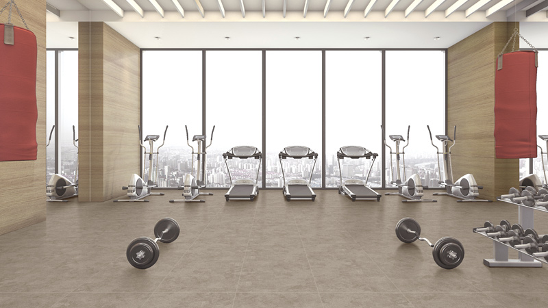 glazed porcelain tiles in gym